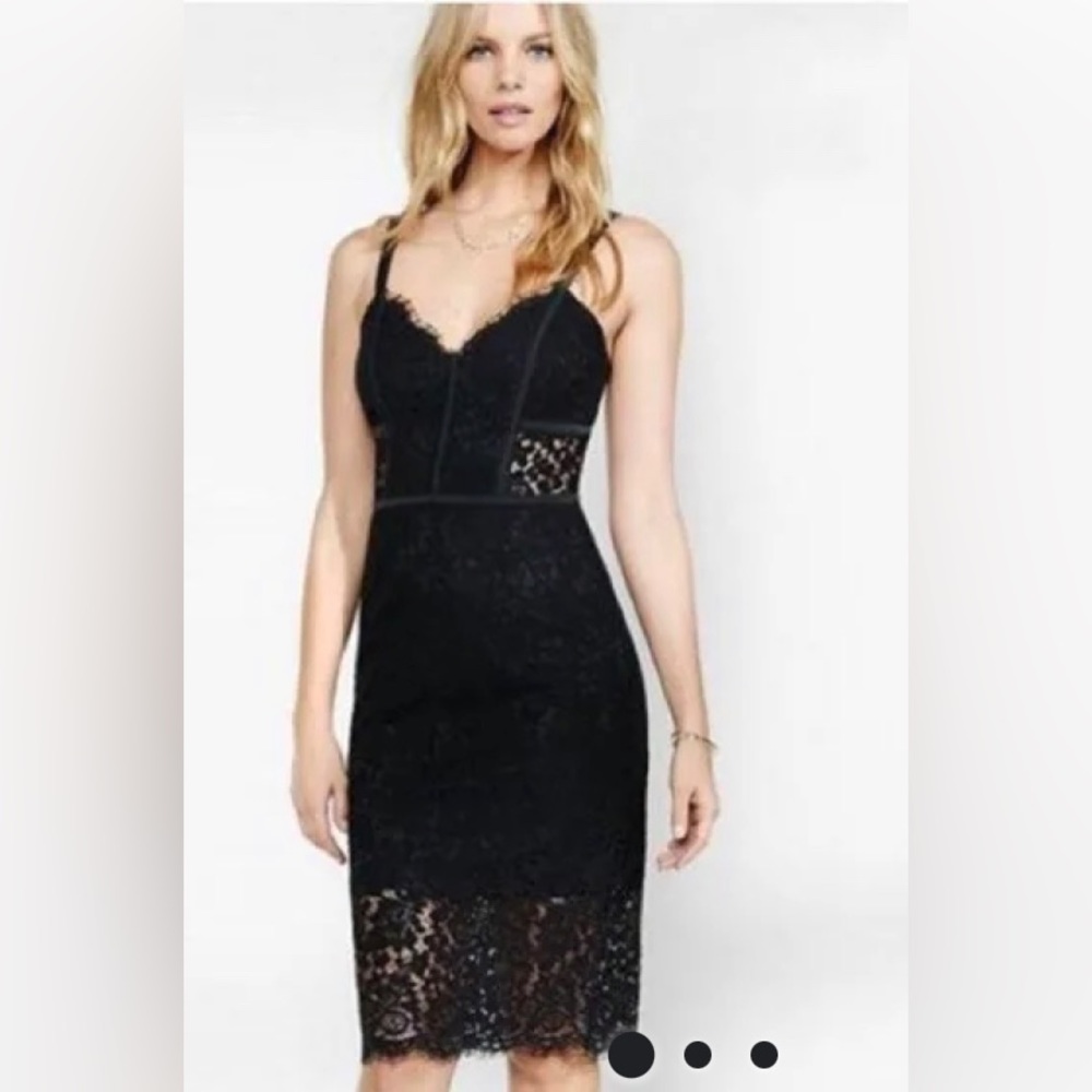Express Black Lace Midi Dress